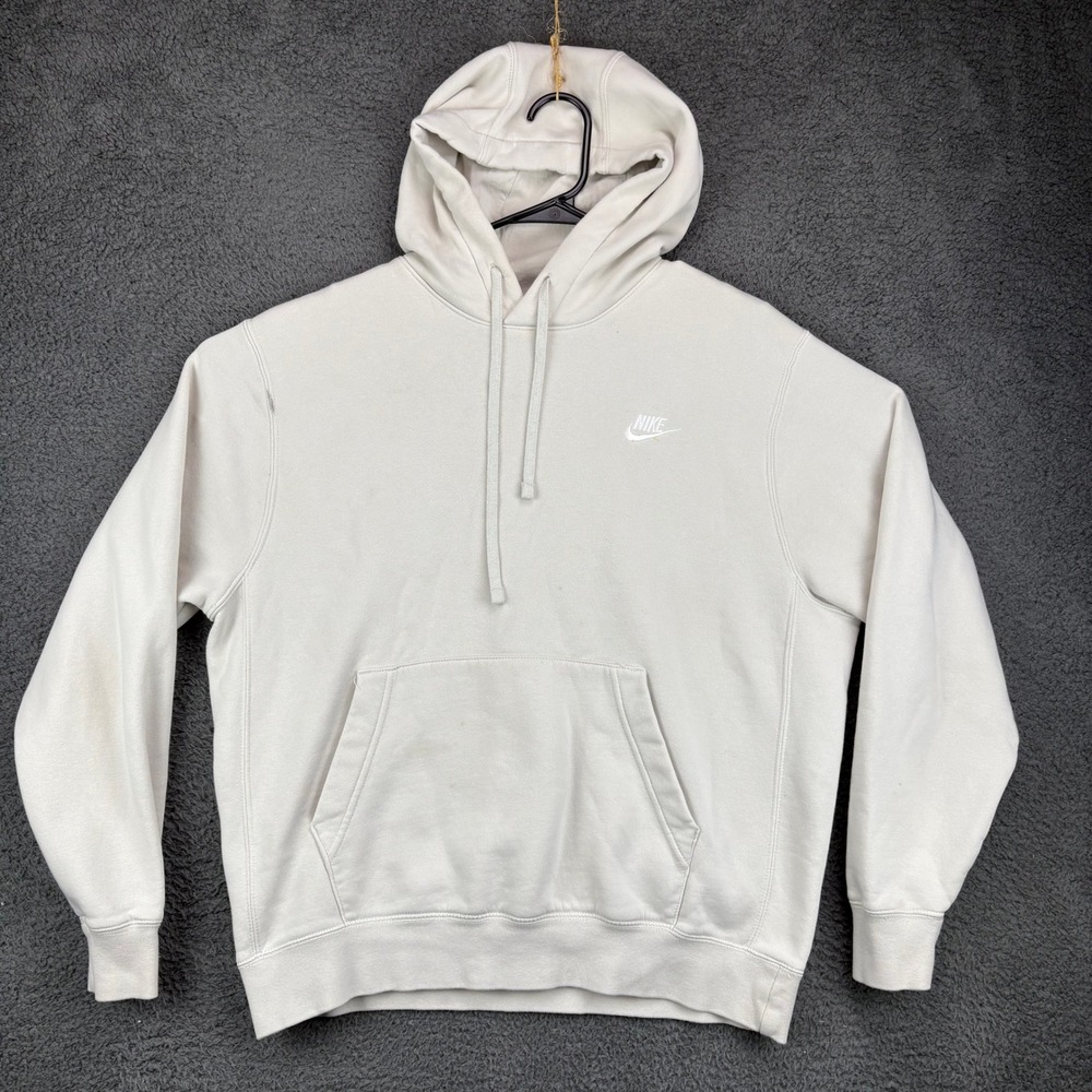 Nike Sportswear Club Fleece Hoodie Sweatshirt Mens Size Medium Beige Pullover